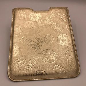 Henri Bendel Metallic Gold Embossed IPad/Tablet Case Sleeve Travel for Tech
